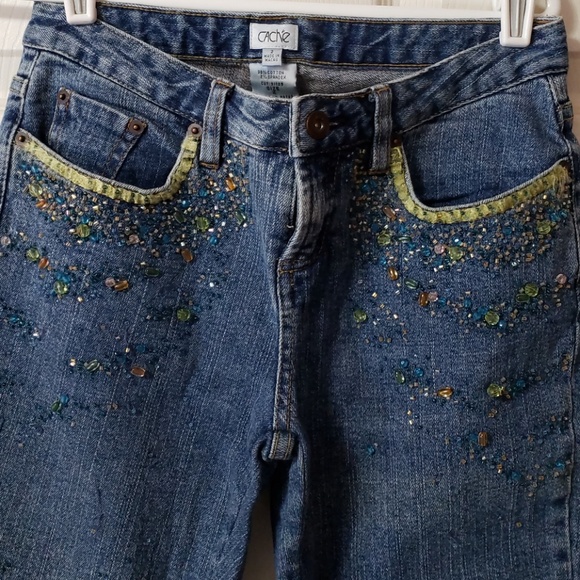 Cache Beaded Jean's size 2 EUC - Picture 2 of 4